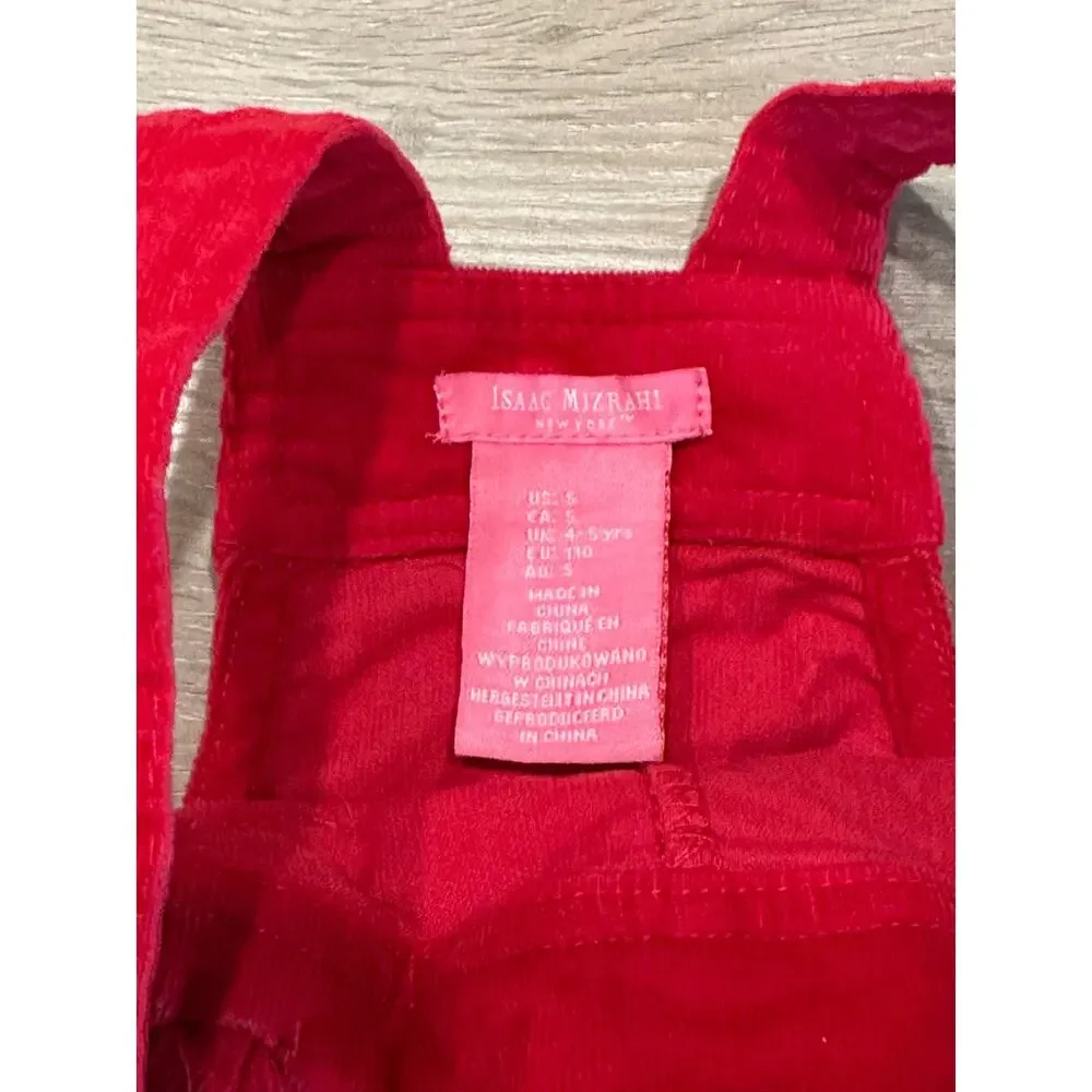 Apple Corduroy Jumper Dress Girls Red Overall Pinafore‎ Isaac Mizrahi 5 Years